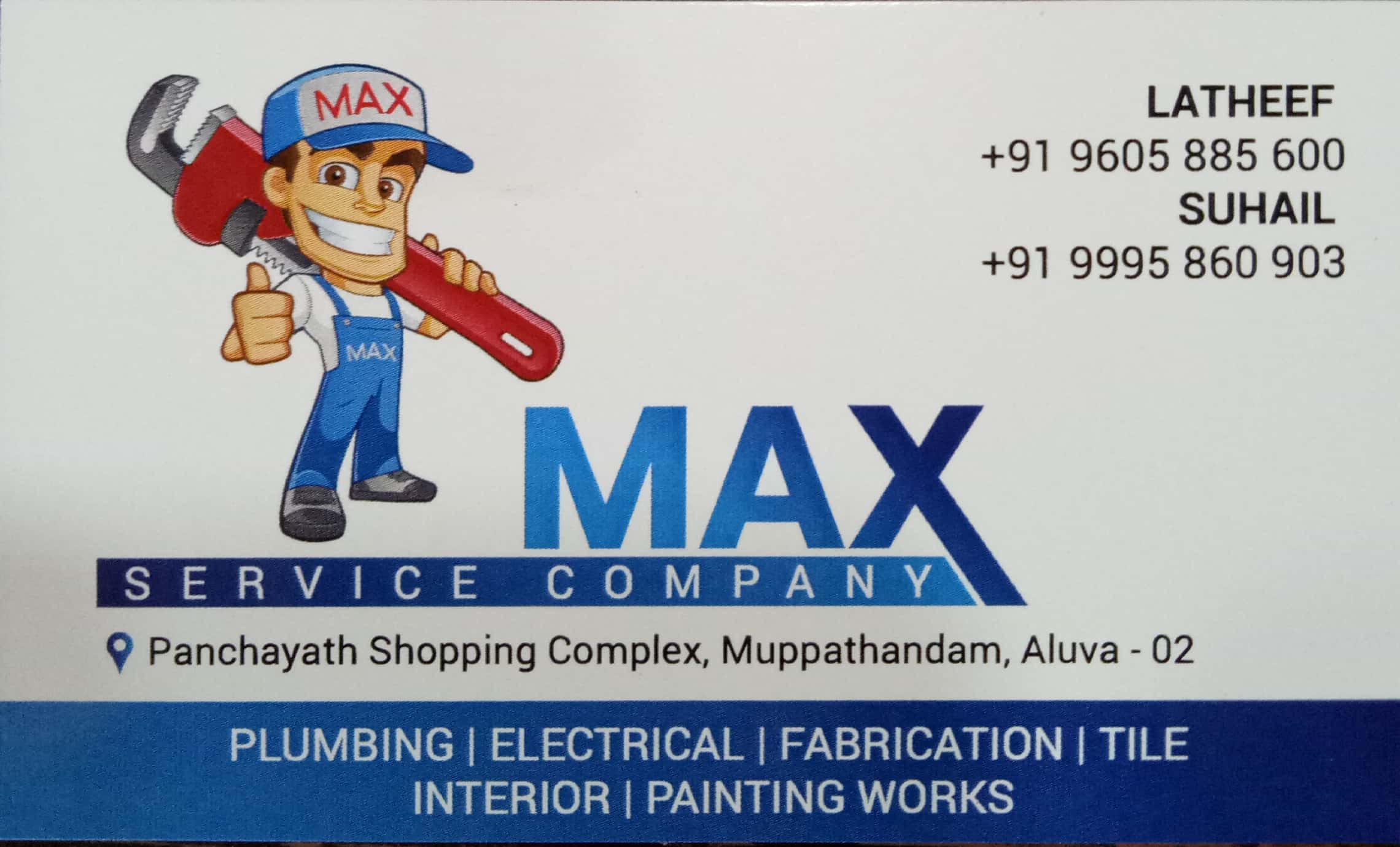 MAX SERVICE COMPANY, ELECTRICAL / PLUMBING / PUMP SETS,  service in Aluva, Ernakulam