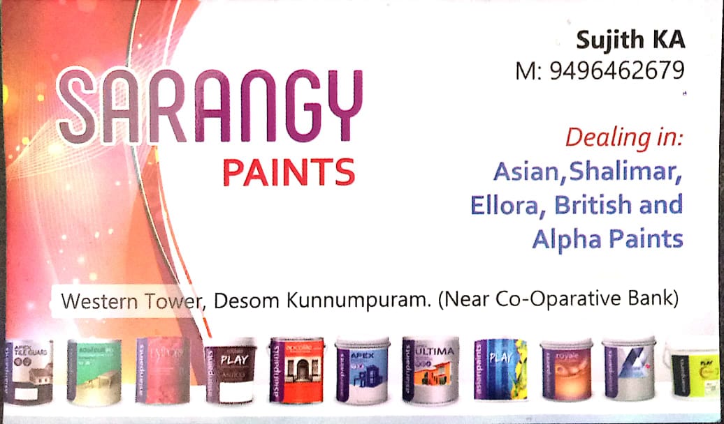 SARANGY PAINTS, PAINT SHOP,  service in Aluva, Ernakulam