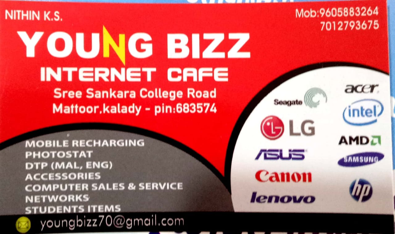 YOUNG BIZZ  internet cafe, COMPUTER SALES & SERVICE,  service in Kalady, Ernakulam