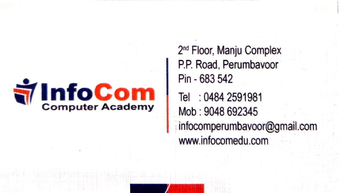 INFOCOM computer Academy, COMPUTER TRAINING,  service in Perumbavoor, Ernakulam