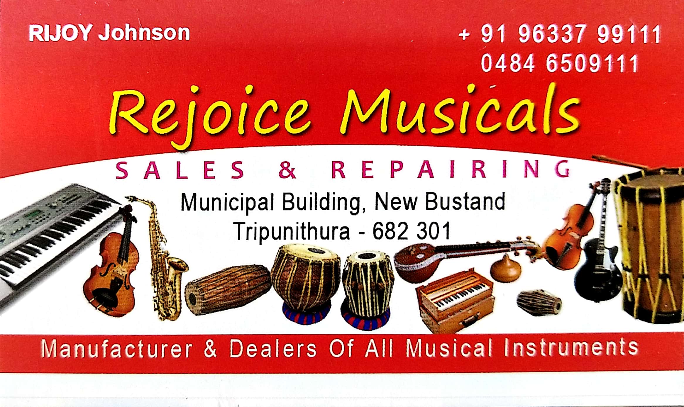 REJOICE MUSICAlS, MUSICAL INSTRUMENTS,  service in Thrippunithura, Ernakulam