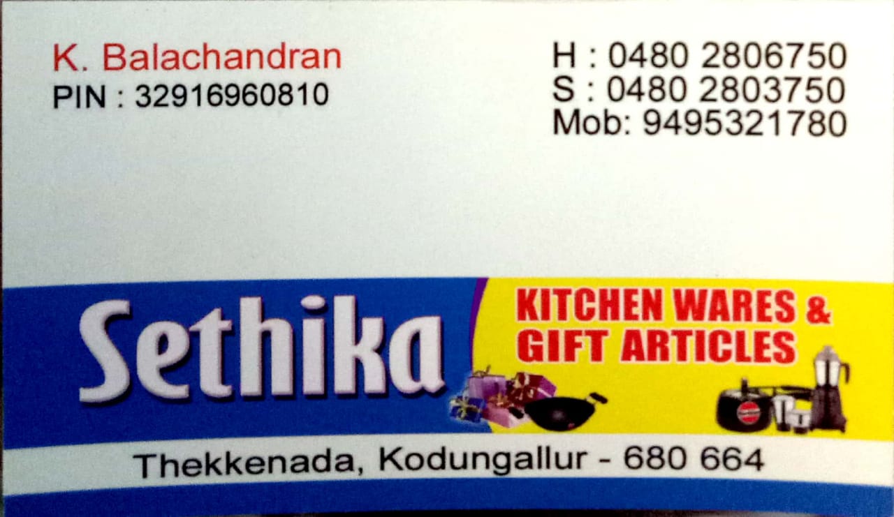 SETHIKA KITCHEN WARES & GIFT ARTICLES, KITCHEN CABINET SHOP,  service in Kodungallur, Thrissur