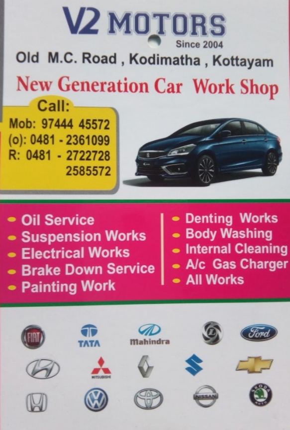 V 2  Motors, CAR SERVICE,  service in Kodimatha, Kottayam