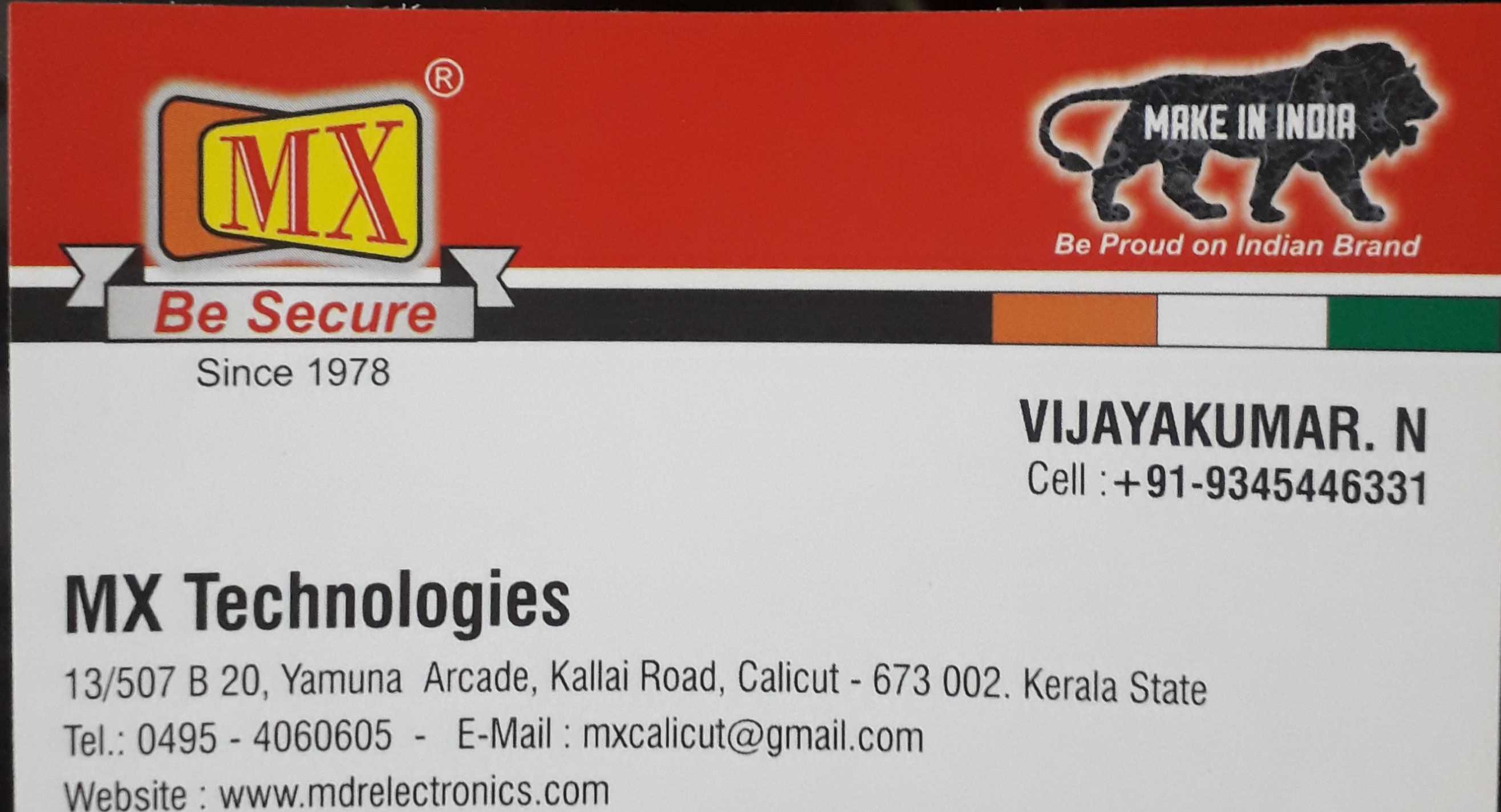 MX TECHNOLOGIES, SECURITY SYSTEMS,  service in Bank Road, Kozhikode