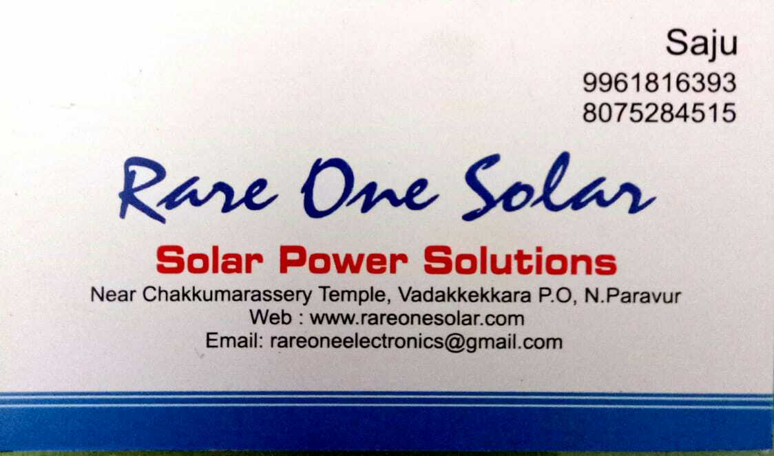 RARE ONE SIGNS solar power  solutions, SOLAR,  service in North Paravur, Ernakulam