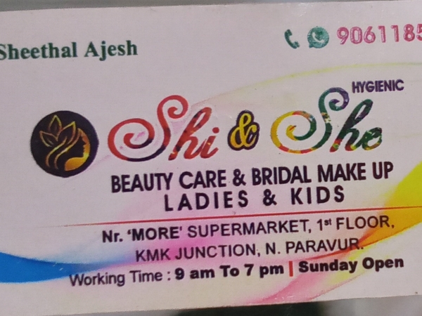 SHI & SHE BEAUTY CARE, BEAUTY PARLOUR,  service in North Paravur, Ernakulam