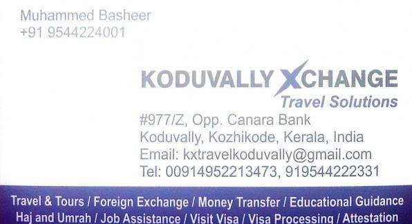 KODUVALLY XCHANGE TRAVEL SOLUTIONS, TOURS & TRAVELS,  service in Koduvally, Kozhikode