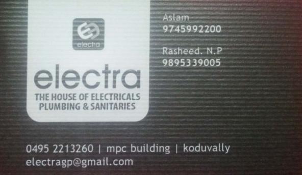 ELECTRA, ELECTRICAL / PLUMBING / PUMP SETS,  service in Koduvally, Kozhikode