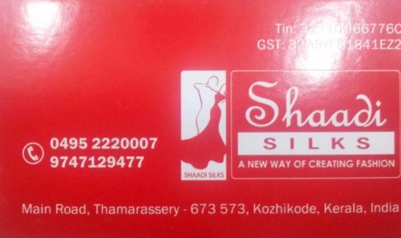 SHAADI SILKS, WEDDING CENTRE,  service in Thamarassery, Kozhikode
