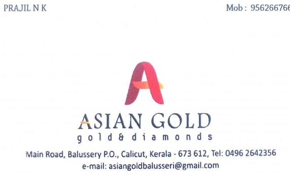 ASIAN GOLD, JEWELLERY,  service in Balussery, Kozhikode