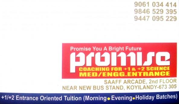 PROMISE, ENTRANCE COACHING CENTRE,  service in Koyilandy, Kozhikode