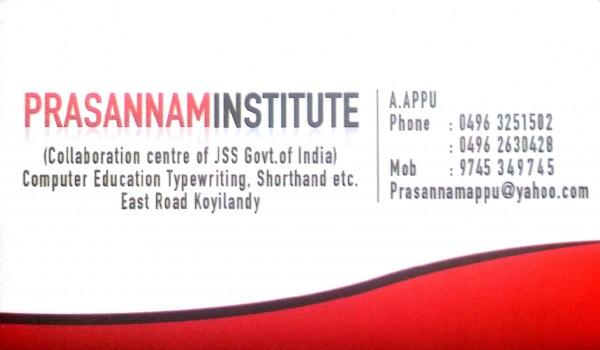 PRASANNAM INSTITUTE, COMPUTER TRAINING,  service in Koyilandy, Kozhikode