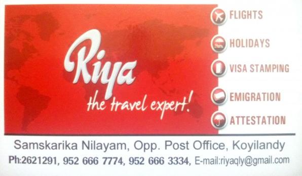 RIYA, TOURS & TRAVELS,  service in Koyilandy, Kozhikode