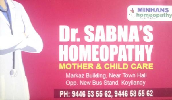 Dr SABNA S HOMEOPATHY, HOMEOPATHY HOSPITAL,  service in Koyilandy, Kozhikode