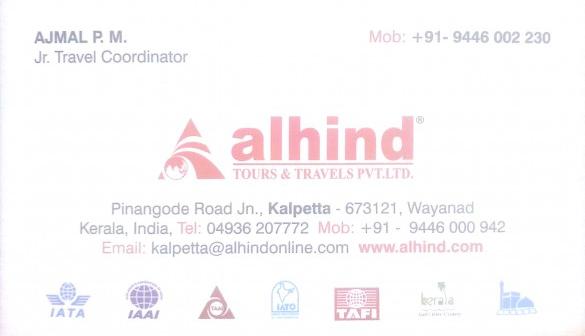 ALHIND TOURS and TRAVELS PVT LTD, TOURS & TRAVELS,  service in Kalpetta, Wayanad