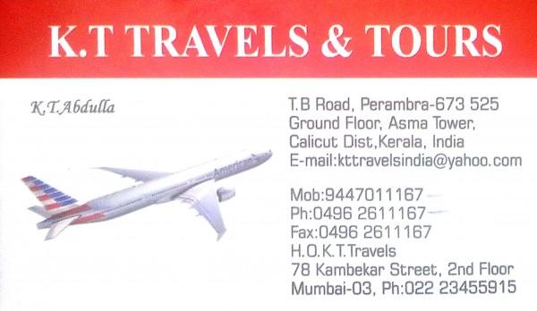 K T TRAVELS and TOURS, TOURS & TRAVELS,  service in perambra, Kozhikode