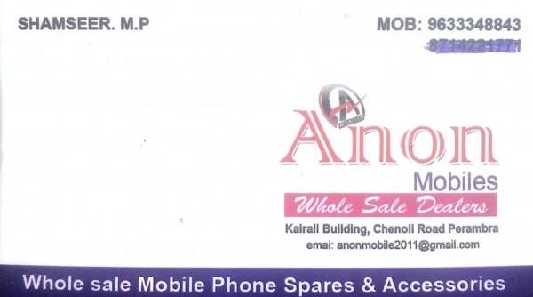 ANON MOBILES, MOBILE SHOP,  service in perambra, Kozhikode