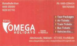 ROYAL OMEGA HOLIDAYS, TOURS & TRAVELS,  service in Mukkam, Kozhikode