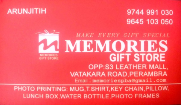 MEMORIES GIFT STORE, GIFT & TOYS,  service in perambra, Kozhikode