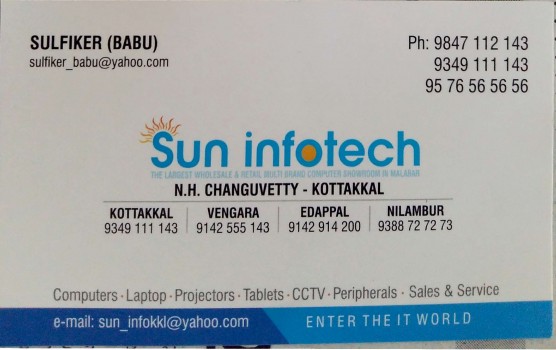 SUN INFOTECH, COMPUTER SALES & SERVICE,  service in Kottakkal, Malappuram