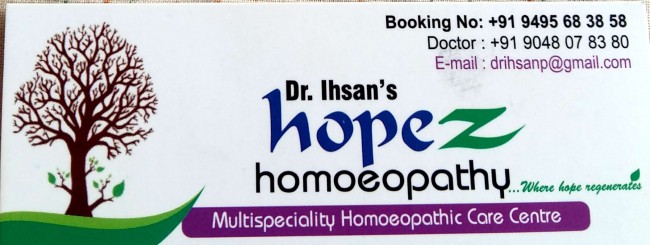 Dr Ihsan HopeZ Homeopathy, HOMEOPATHY HOSPITAL,  service in Parappanangadi, Malappuram