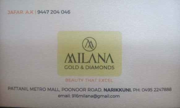 MILANA, JEWELLERY,  service in Narikkuni, Kozhikode