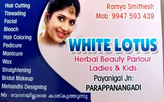 WHITE LOTUS, BEAUTY PARLOUR,  service in Parappanangadi, Malappuram