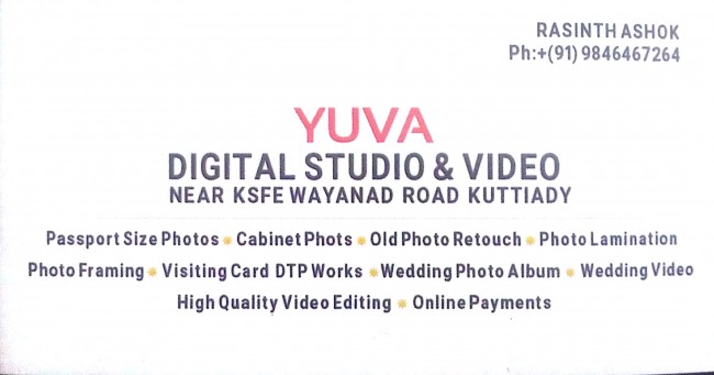 YUVA Digital Studio, STUDIO & VIDEO EDITING,  service in Kuttiady, Kozhikode