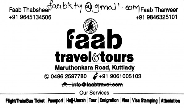 FAAB Travels And Tours, TOURS & TRAVELS,  service in Kuttiady, Kozhikode