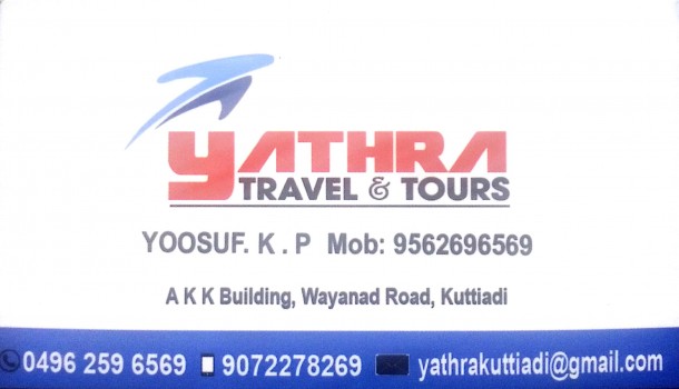 YATHRA TRAVEL and TOURS, TOURS & TRAVELS,  service in Kuttiady, Kozhikode