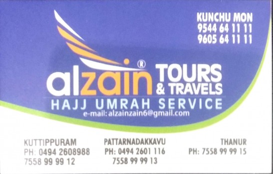 AL ZAIN TOURS AND TRAVELS, TOURS & TRAVELS,  service in kuttippuram, Malappuram