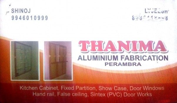 THANIMA, ALUMINIUM FABRICATION,  service in perambra, Kozhikode