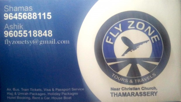 FLY ZONE, TOURS & TRAVELS,  service in Thamarassery, Kozhikode