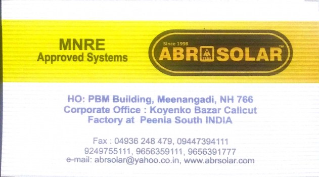 ABR SOLAR, SOLAR,  service in Meenagadi, Wayanad