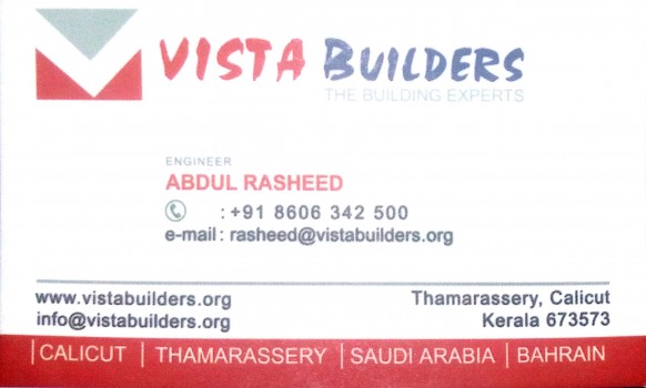 VISTA BUILDERS, BUILDERS & DEVELOPERS,  service in Thamarassery, Kozhikode