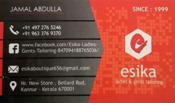 ESIKA LADIES AND GENTS TAILORING, TAILORS,  service in Kannur Town, Kannur