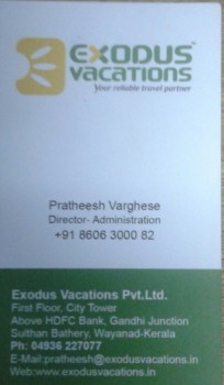 EXODUS VACATIONS, TOURS & TRAVELS,  service in Sulthan Bathery, Wayanad