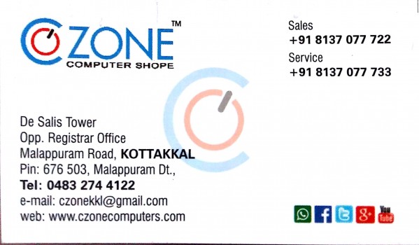 C ZONE COMPUTER SHOPE, COMPUTER SALES & SERVICE,  service in Kottakkal, Malappuram