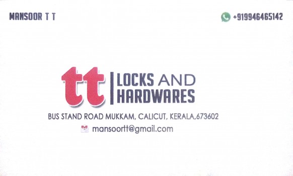 TT LOCK and HARDWARES, HARDWARE SHOP,  service in Mukkam, Kozhikode