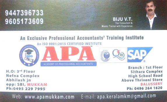 APA, PROFESSIONAL COURSES,  service in Mukkam, Kozhikode