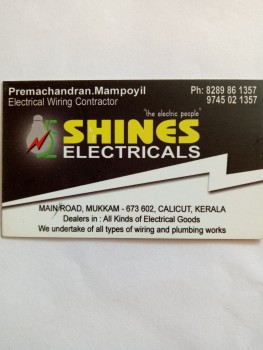 SHINES Electricals, ELECTRICAL / PLUMBING / PUMP SETS,  service in Mukkam, Kozhikode