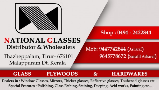 NATIONAL GLASSES, GLASS & PLYWOOD,  service in Tirur, Malappuram