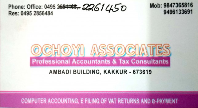 OCHOYI ASSOCIATES, TAX CONSULTANTS,  service in Kakkur, Kozhikode