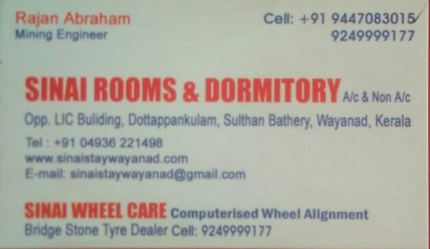 SINAI, RESIDENCY,  service in Sulthan Bathery, Wayanad