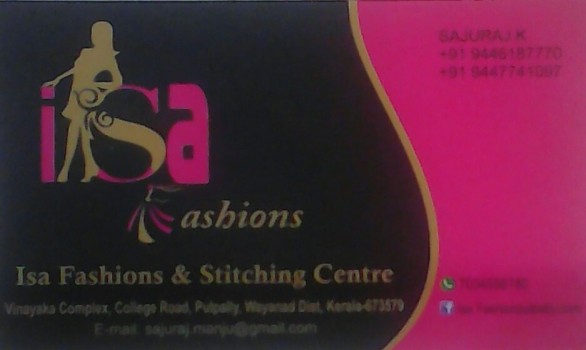ISAA fashions, BOUTIQUE,  service in Pulpully, Wayanad