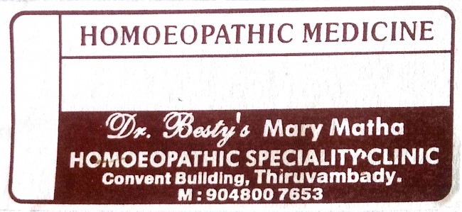 Dr Besty s MARY MATHA, HOMEOPATHY HOSPITAL,  service in Thiruvambadi, Kozhikode