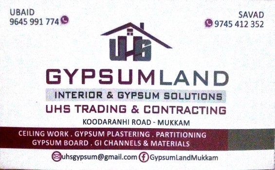 GYPSUMLAND, INTERIOR & ARCHITECTURE,  service in Mukkam, Kozhikode
