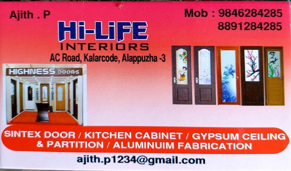 HI LIFE INTERIORS, INTERIORS SHOP,  service in Alappuzha, Alappuzha